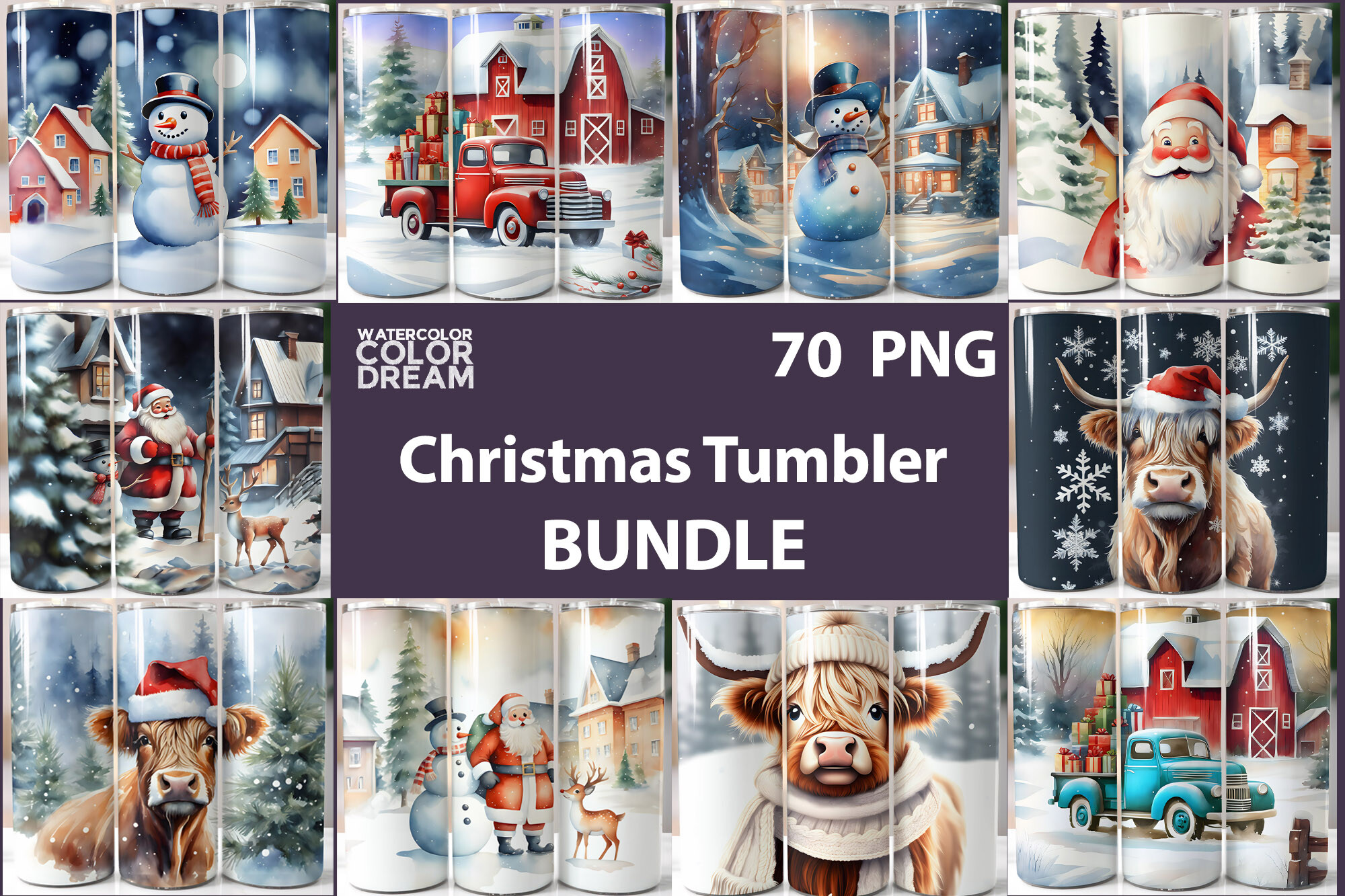 Christmas Tumbler Bundle Graphic by WatercolorColorDream · Creative Fabrica
