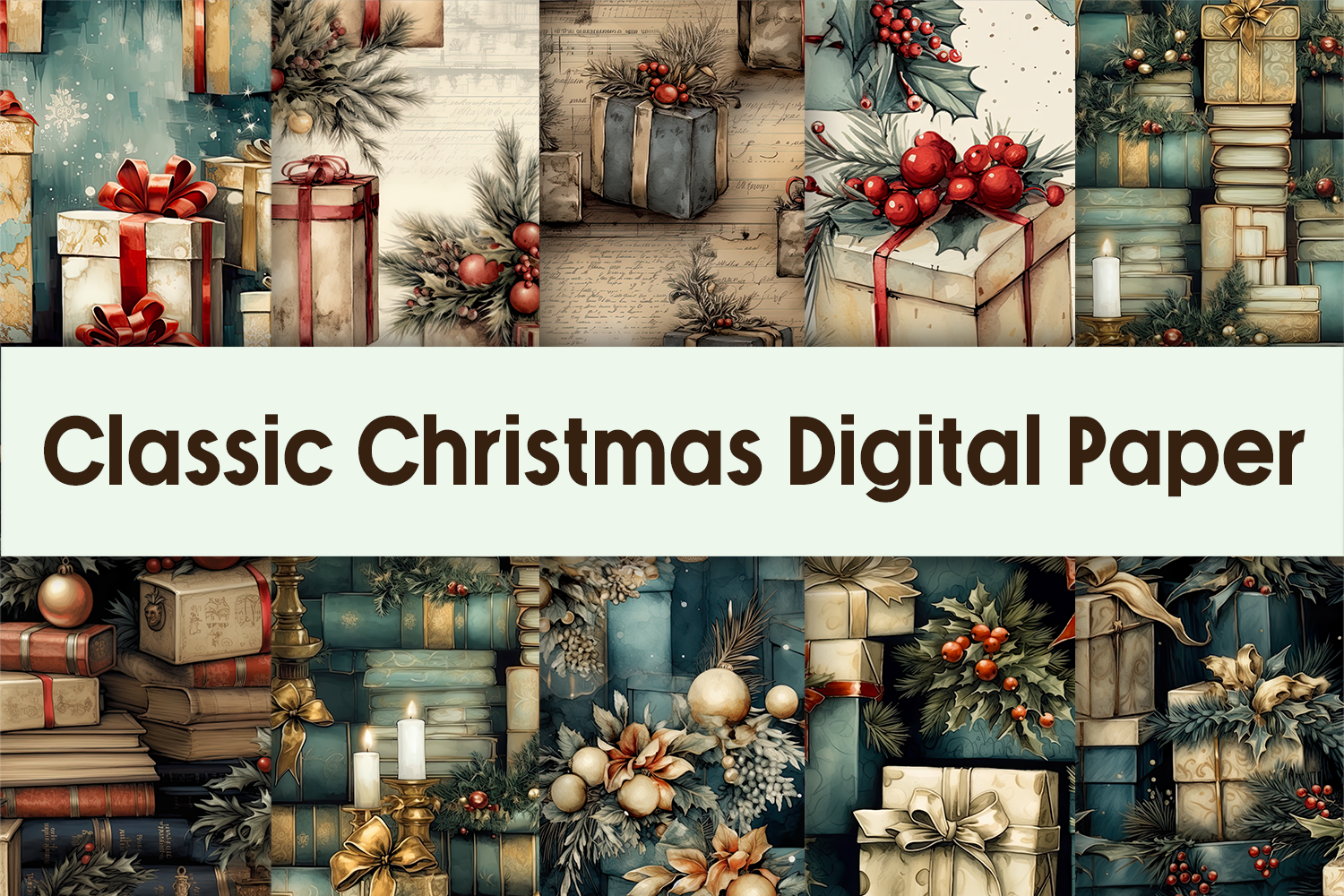 Classic Christmas Digital Paper Graphic by Pamilah · Creative Fabrica