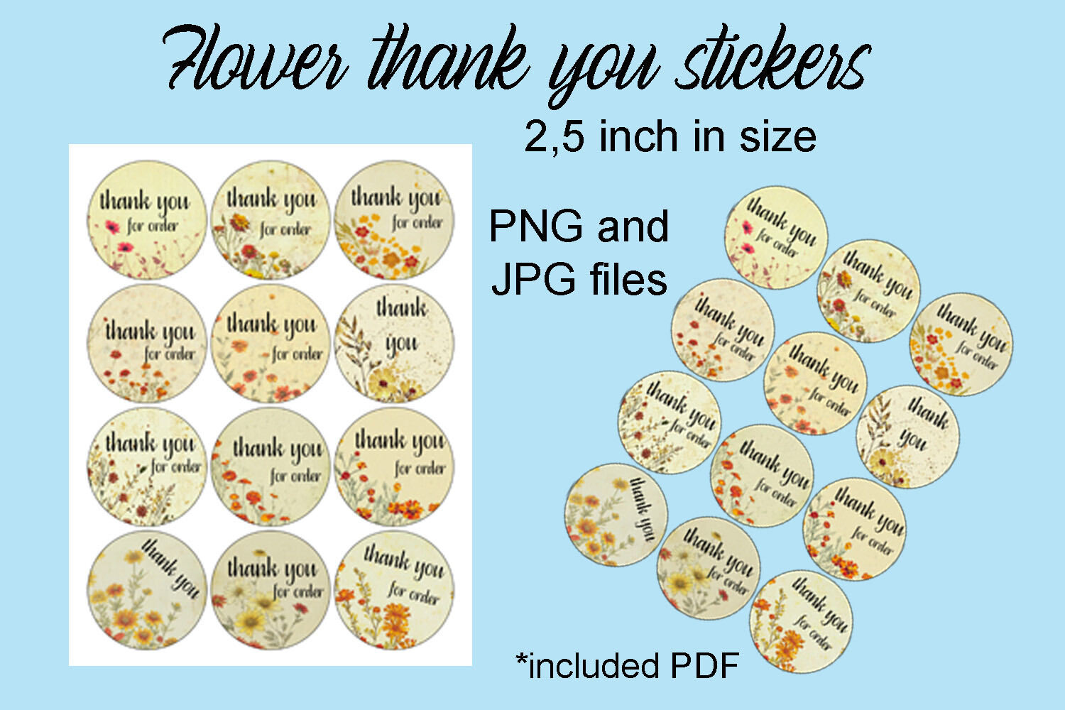 Flower Thank You Stickers Graphic by Andrea Kostelic · Creative Fabrica