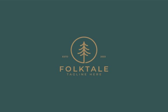 Folk Pine Tree Retro Minimalist Logo
