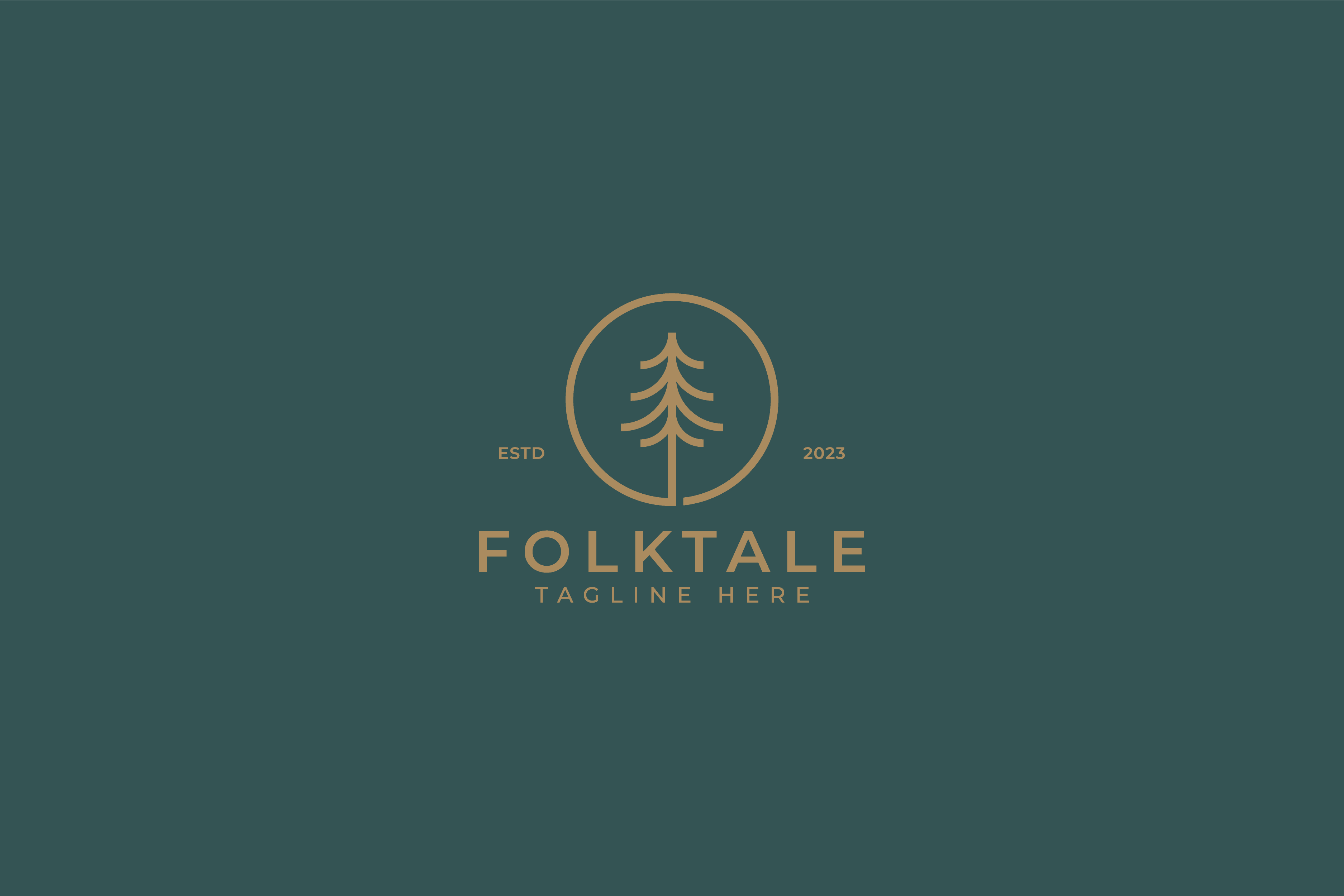 Folk Pine Tree Retro Minimalist Logo