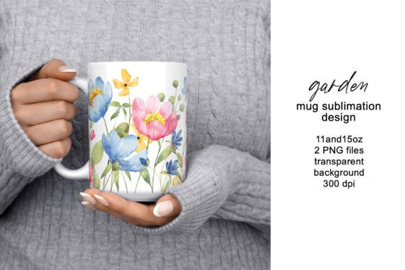 Mug Sublimation Design With Wild Flowers Graphics