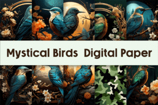 Mystical Birds Digital Paper Graphic by Pamilah · Creative Fabrica