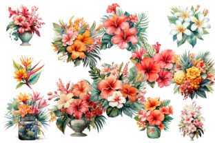 12 Tropical Flowers Clipart PNG Graphic by printztopbrand · Creative ...