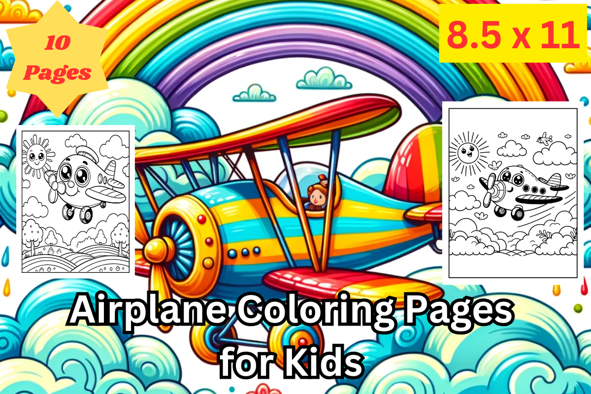 Airplane Coloring Book Pages for Kids