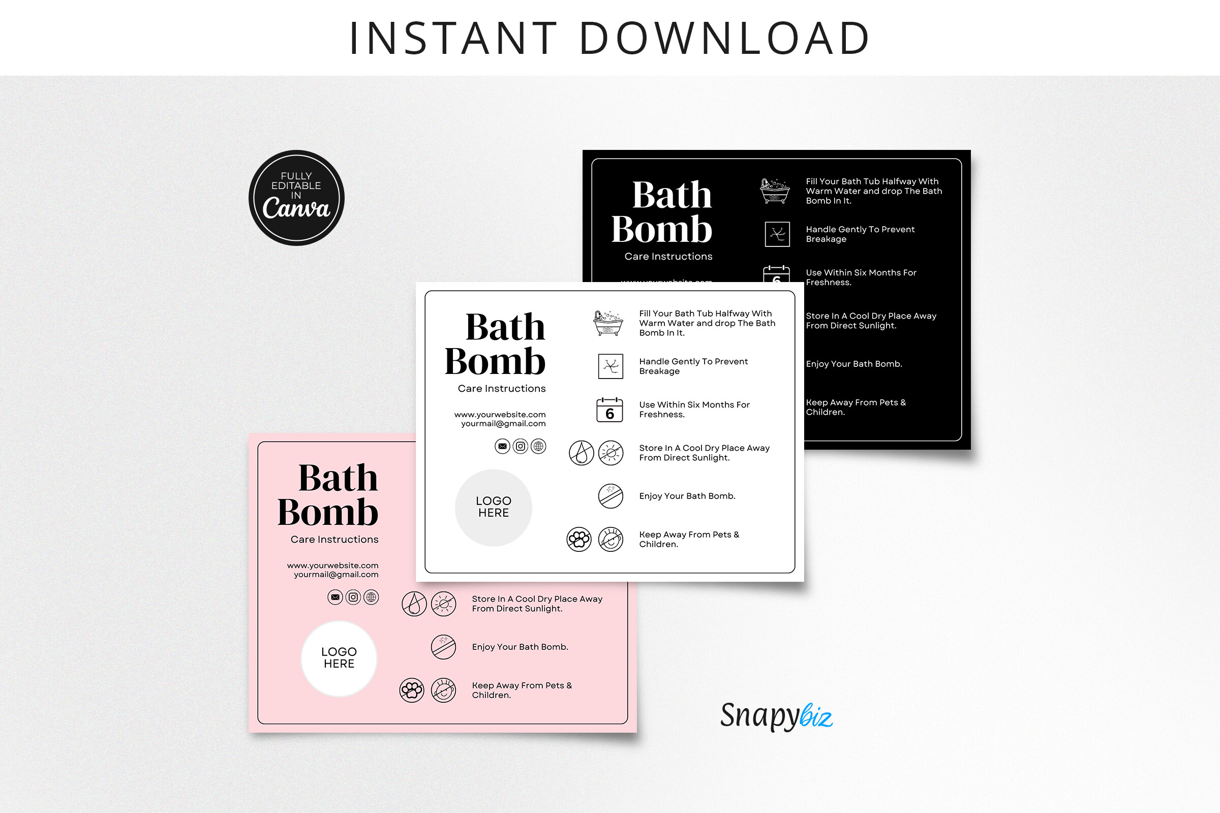 Bath Bomb Care Guide Canva Template