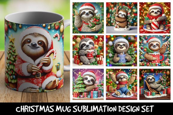 Christmas Mug Sublimation Design Set Graphics