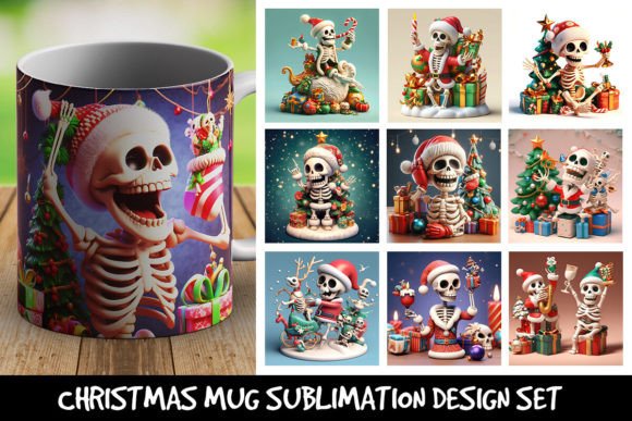 Christmas Mug Sublimation Design Set 8 Graphics