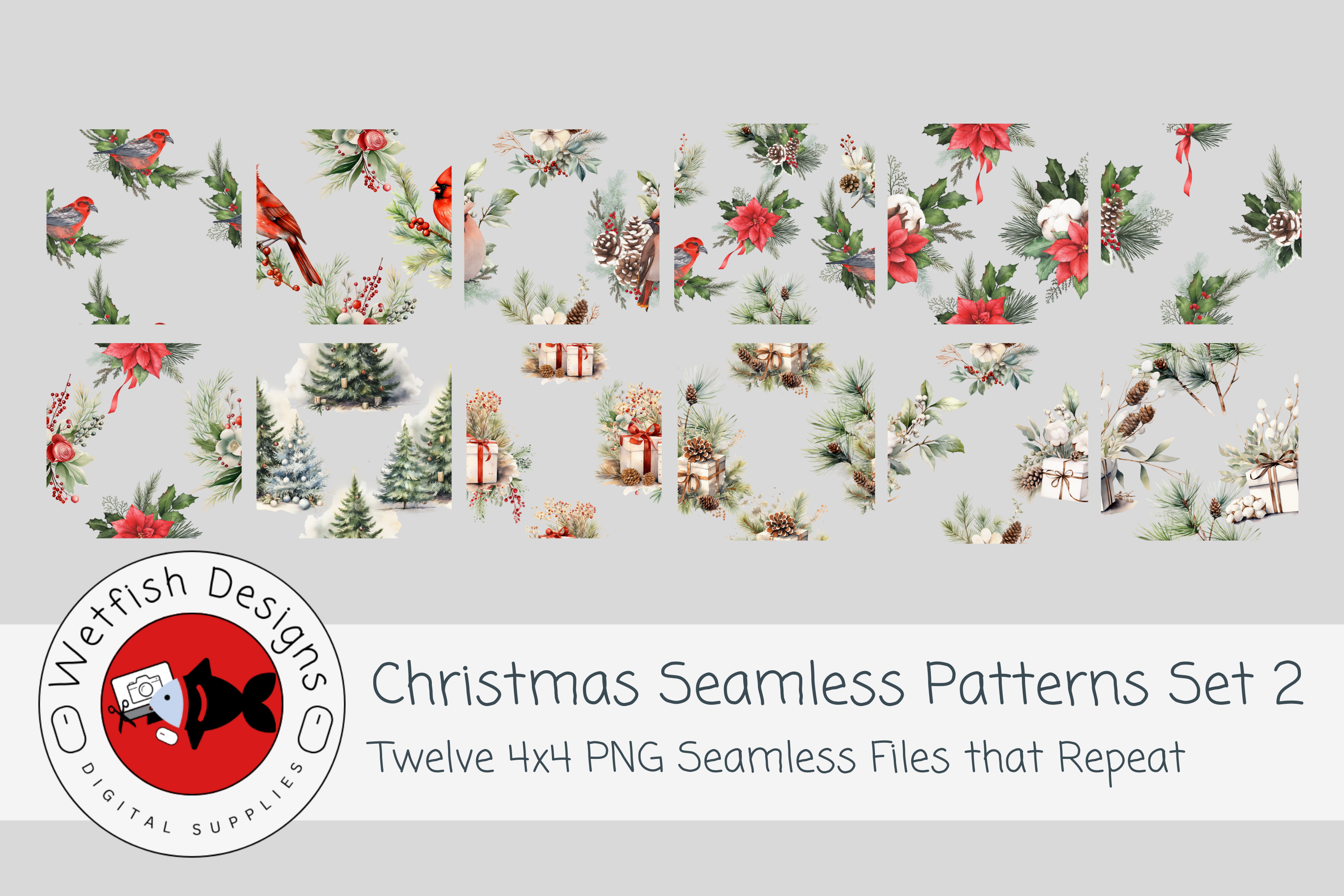 Holiday Seamless Pattern Tiles 2 Graphic by Wetfish Designs · Creative ...