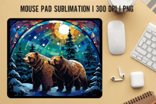 Stained Glass Bear Winter Mouse Pad