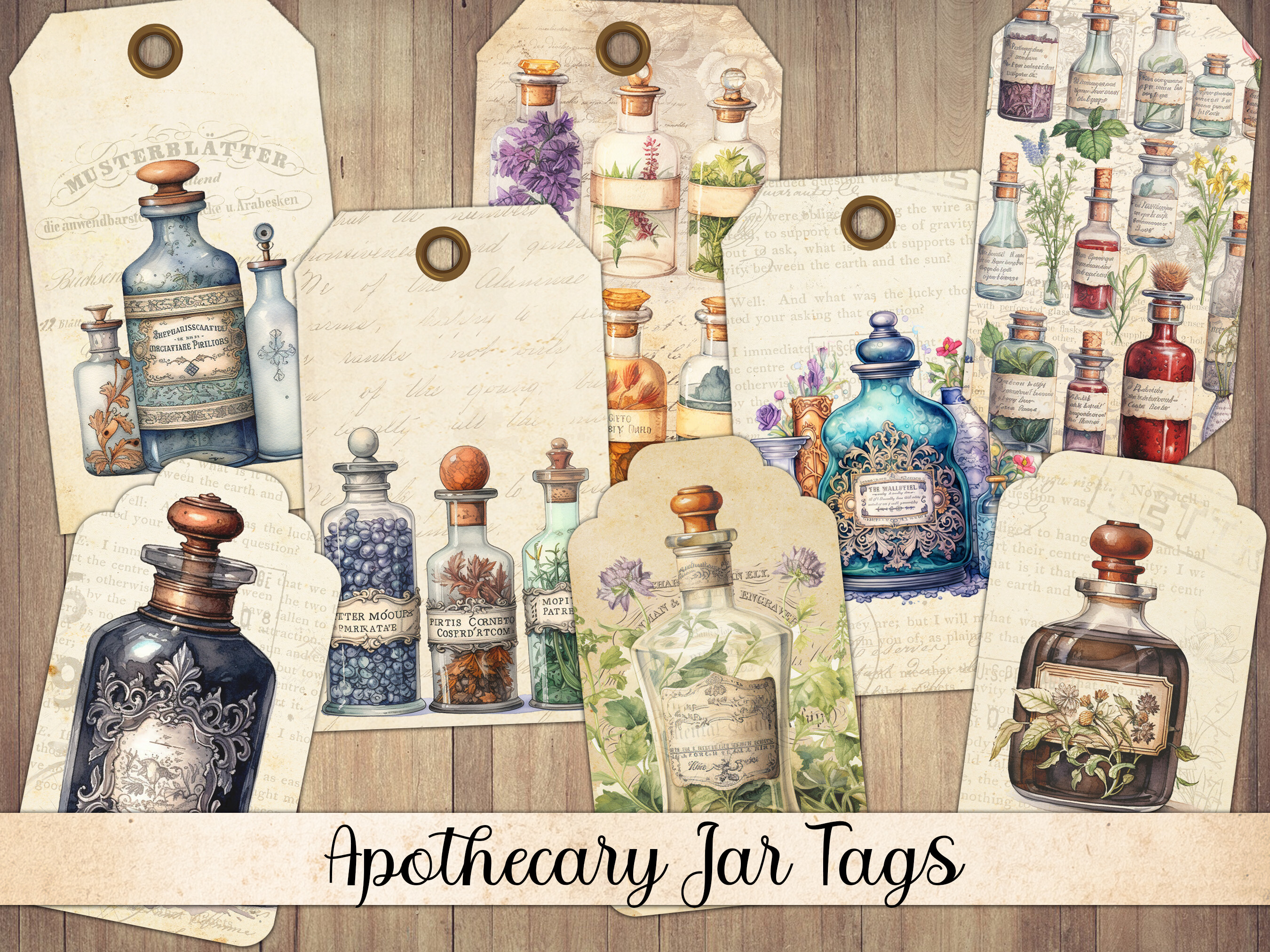 Vintage Apothecary Jar Tags