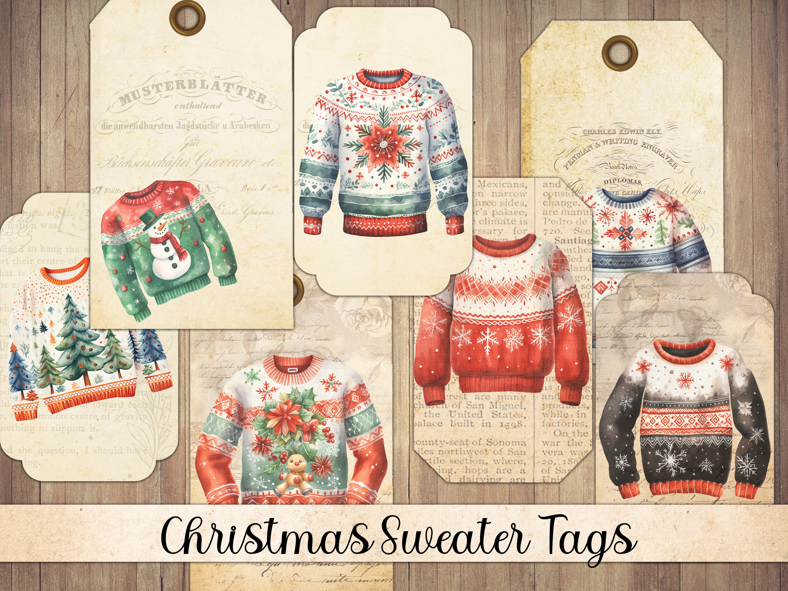 Vintage Christmas Sweater Tags
