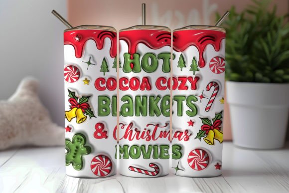 3D Inflated Christmas Tumbler Wrap PNG