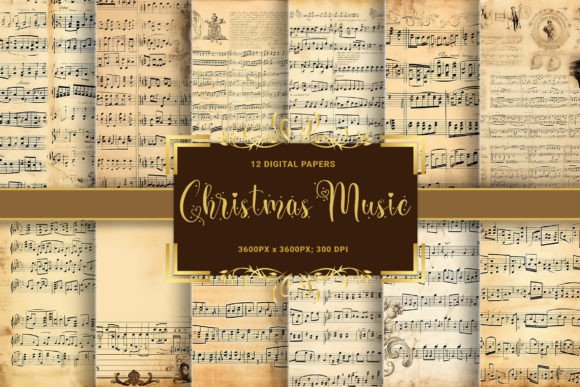 Christmas Music Retro Vintage Paper