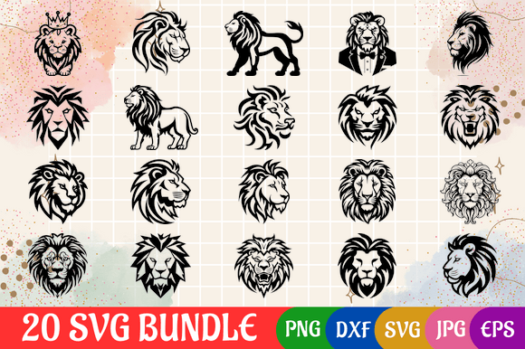 Lion Elite SVG Black & Cricut Bundle Graphic AI Illustrations By Creative Oasis