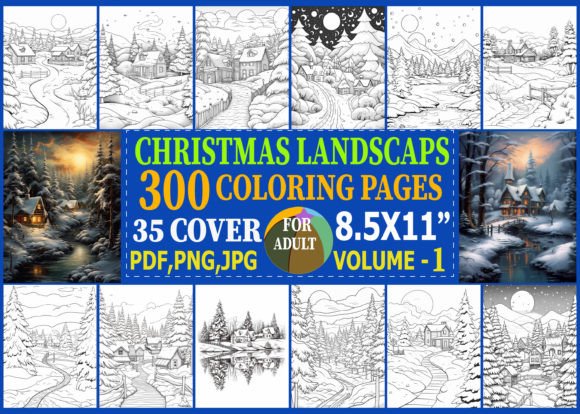 300+ Christmas Landscape Coloring Pages
