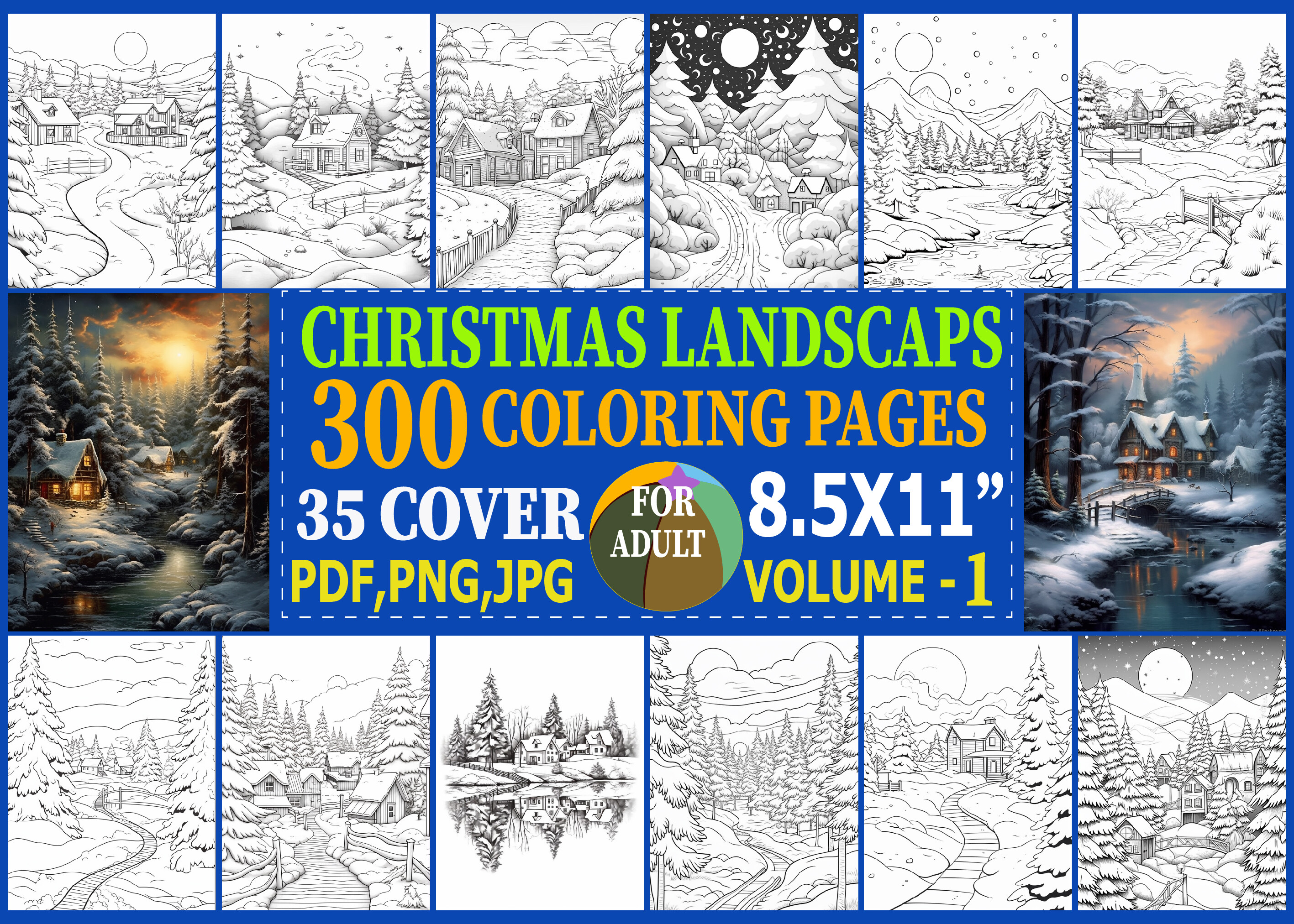 300+ Christmas Landscape Coloring Pages
