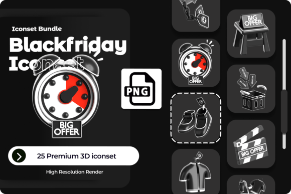 3D ICON BLACKFRIDAY (25 IMAGE)
