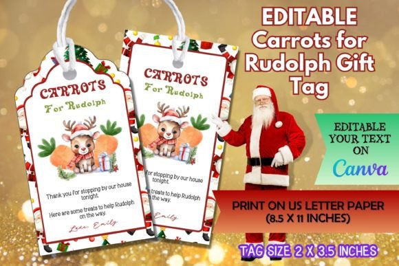 Editable Carrots for Rudolph Gift Tag