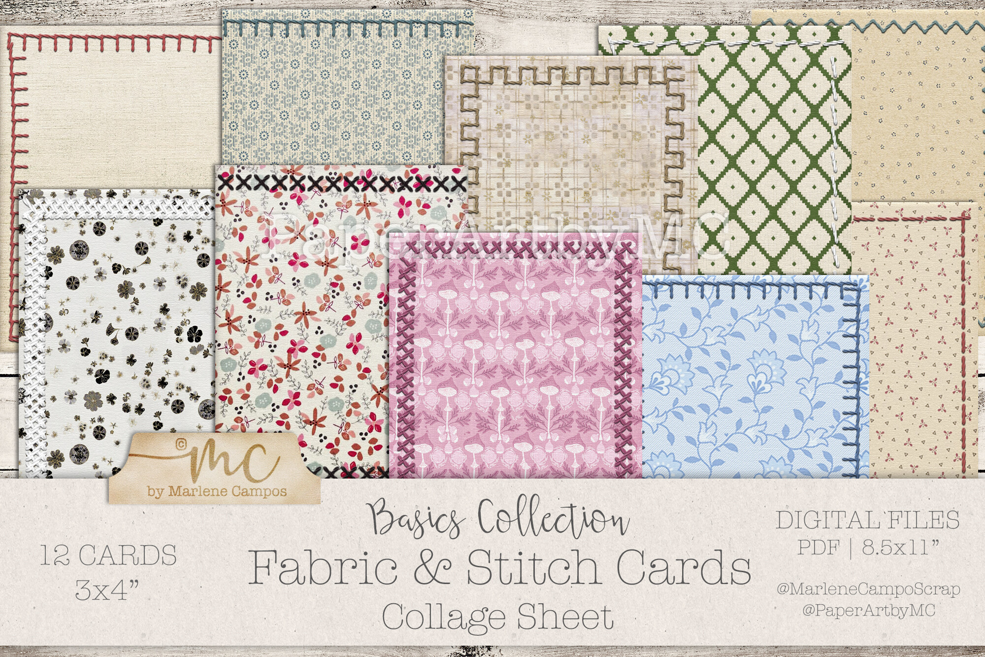 Fabric & Stitch Cards | Journal Ephemera