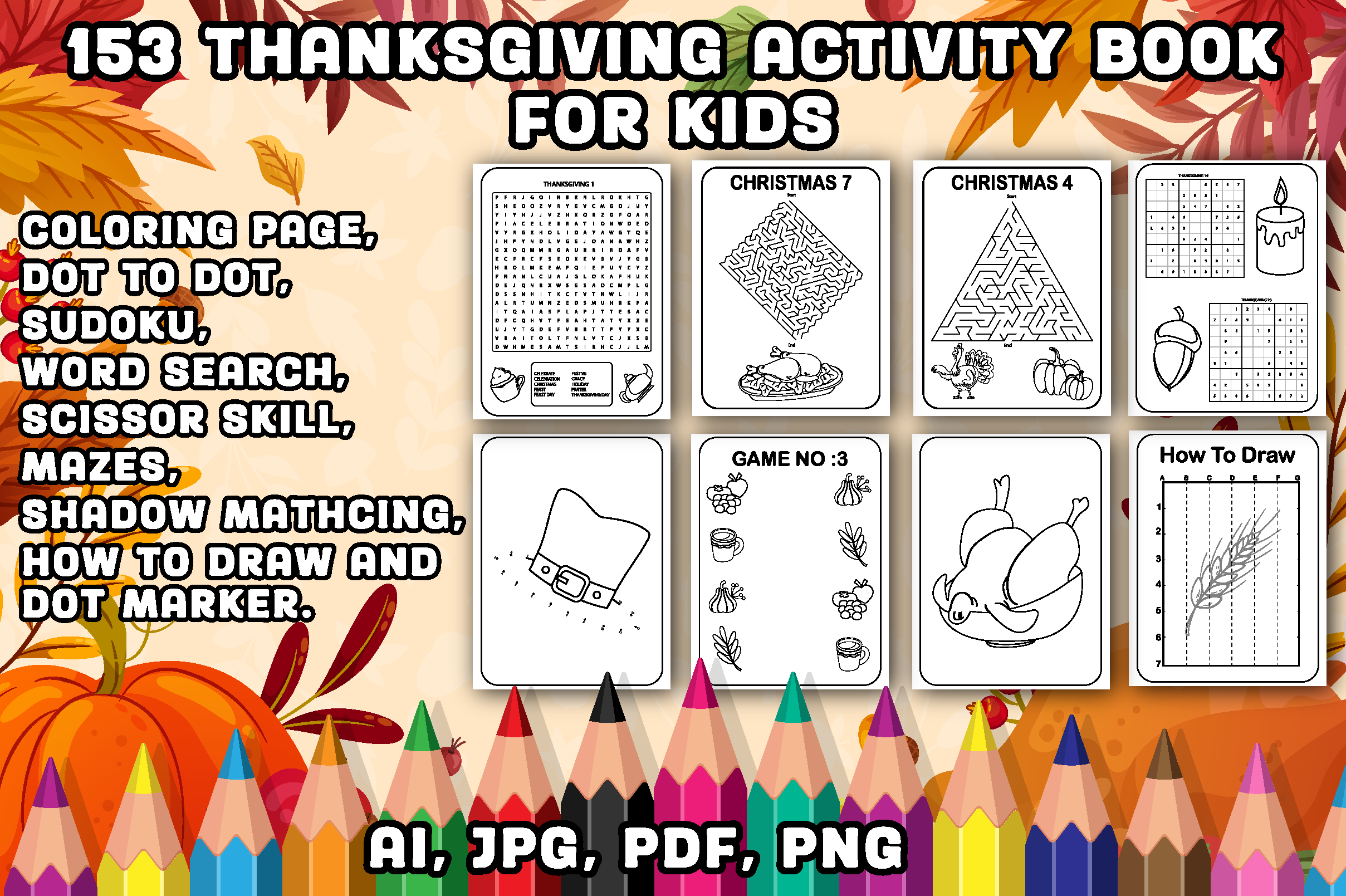 Thanksgiving Activity Pages for Kids V-1