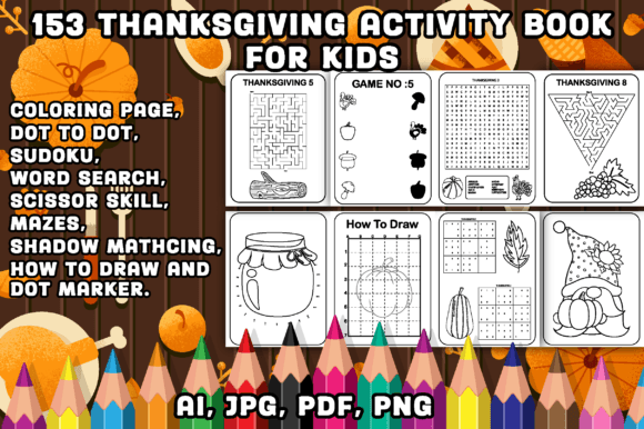 Thanksgiving Activity Pages for Kids V-5