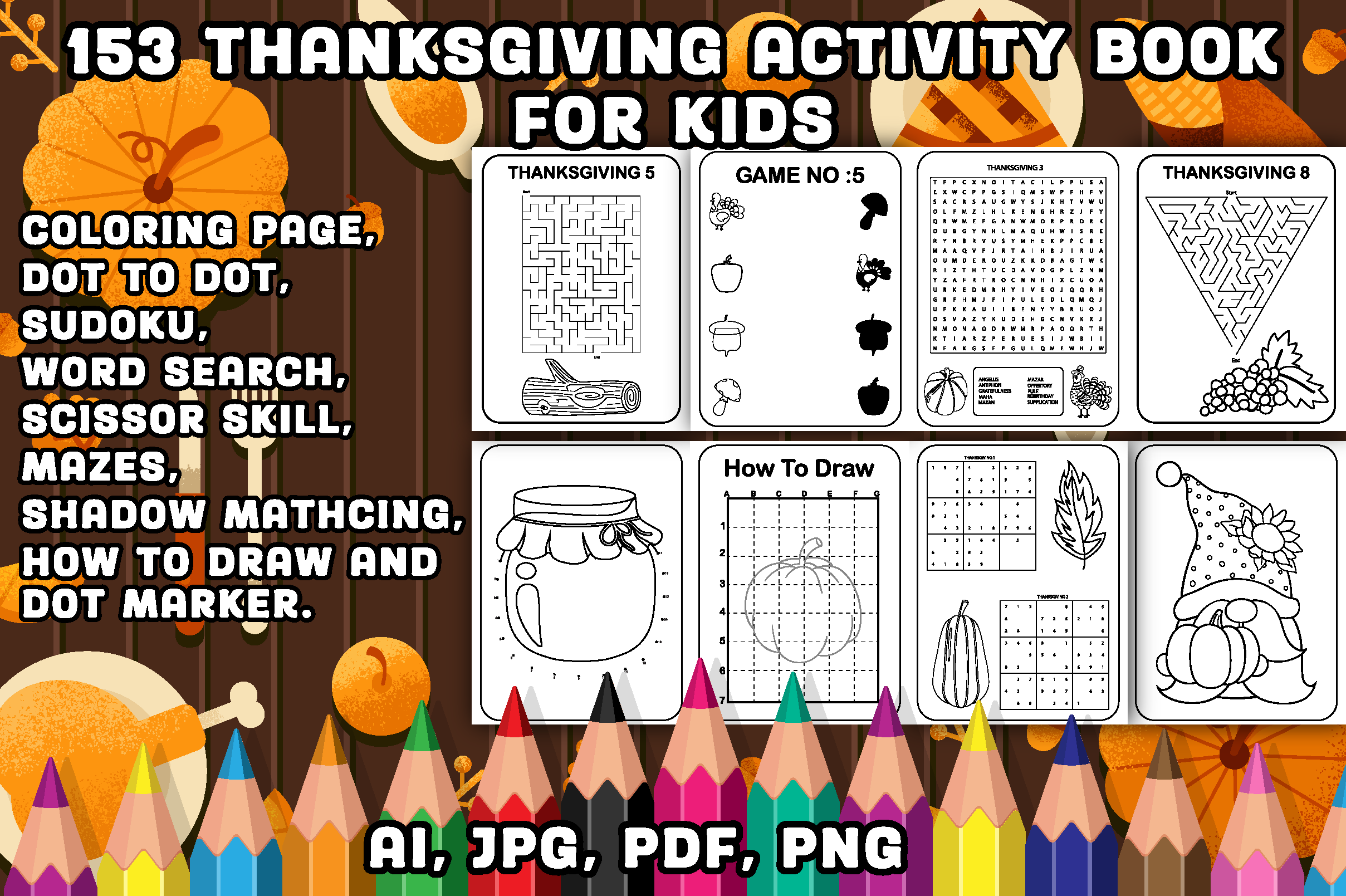 Thanksgiving Activity Pages for Kids V-5