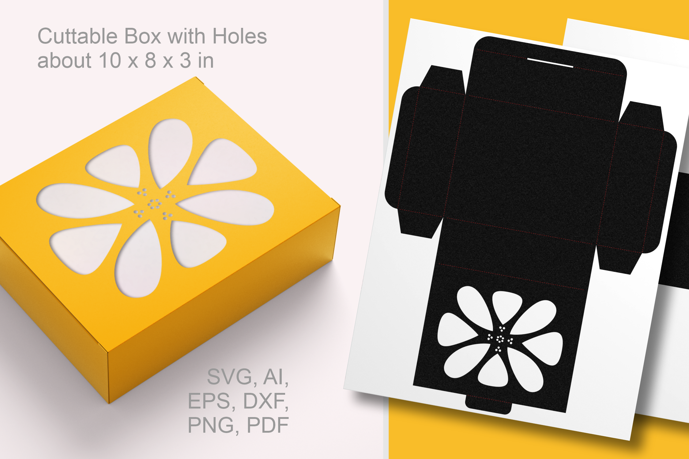 Blockish Sunflower Rectangular Favor Box · Creative Fabrica