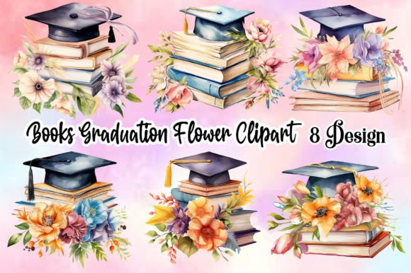 Books Graduation Flower Clipart