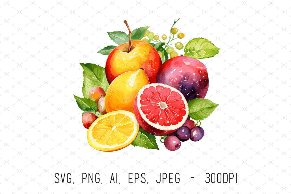 Fruits Sublimation Watercolor Clipart Graphic by ArtCursor · Creative ...