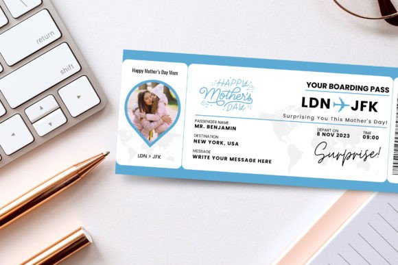 MOTHERS DAY Boarding Ticket Canva Design
