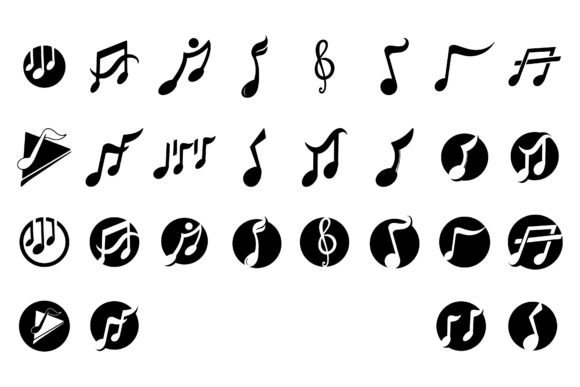 Note Music Player Logo Collection Vector