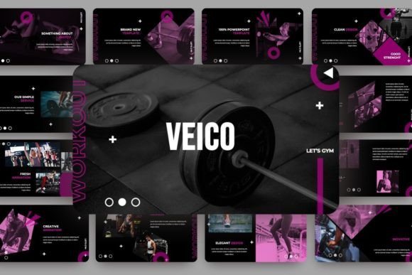 Preview of Veico Gym and Workout PowerPoint Templat sports presentation template