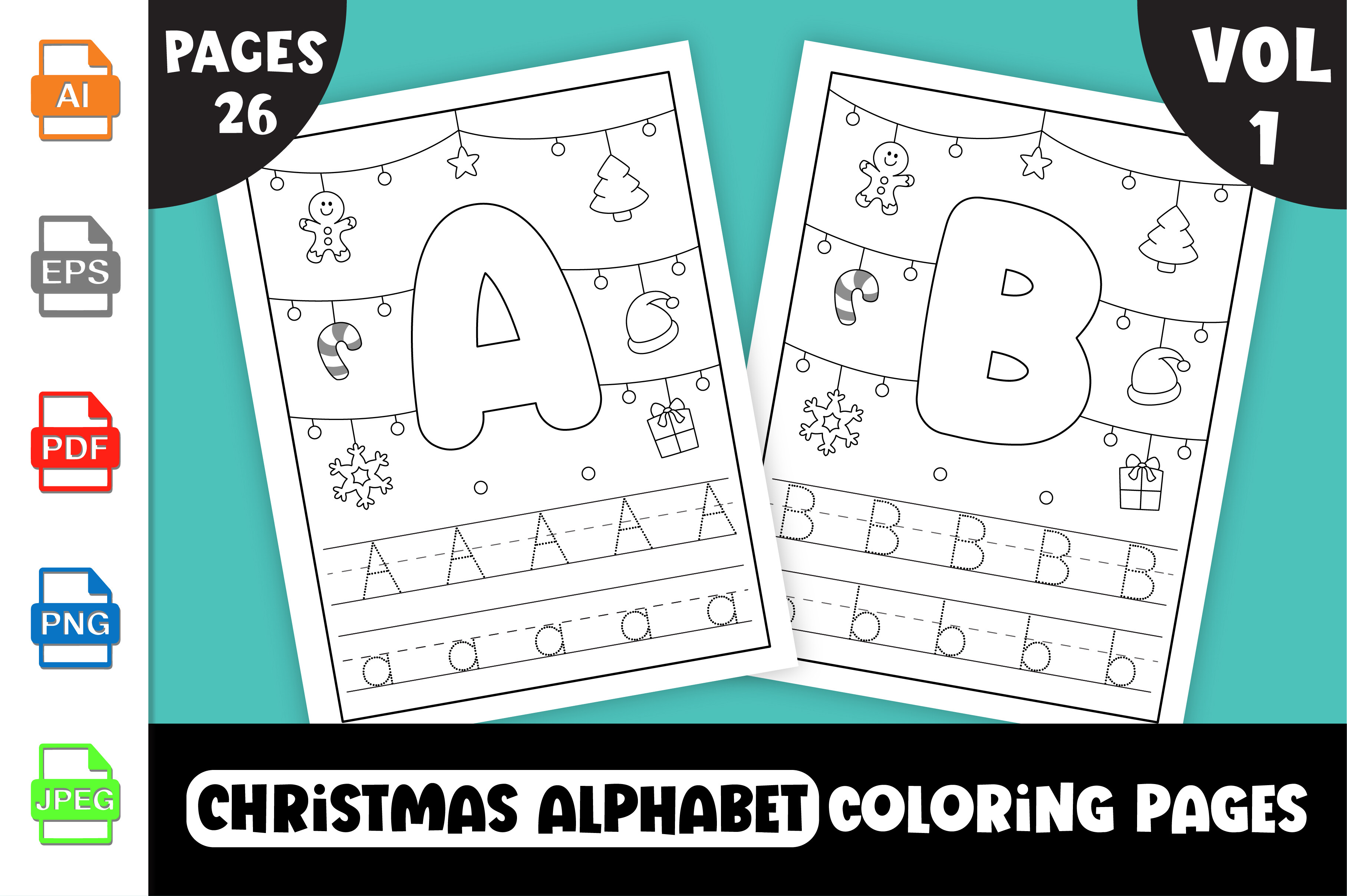 Christmas Alphabet Coloring Page for Kid