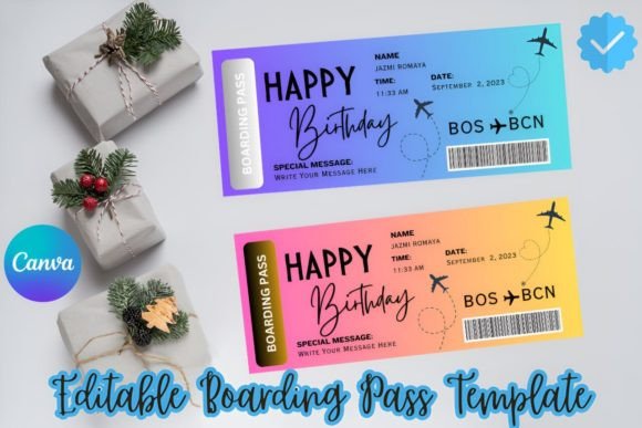 Editable Boarding Pass Canva Templates