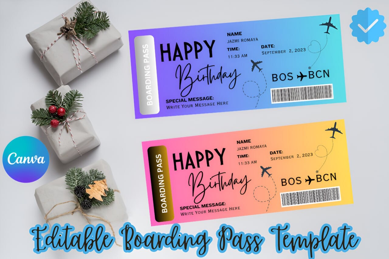 Editable Boarding Pass Canva Templates