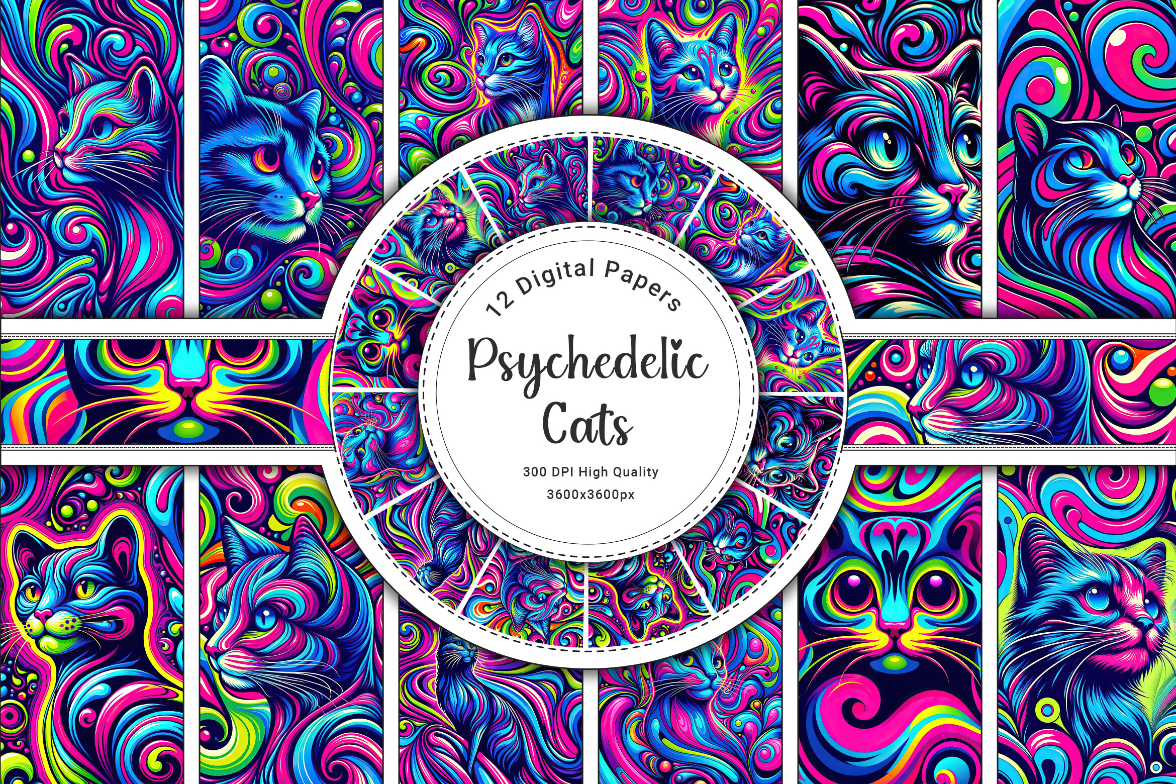 Psychedelic Cats Backgrounds
