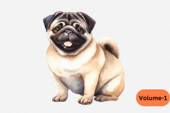Pug dog PNG clipart sublimation pack for white tumbler blanks and single-color vinyl transfer