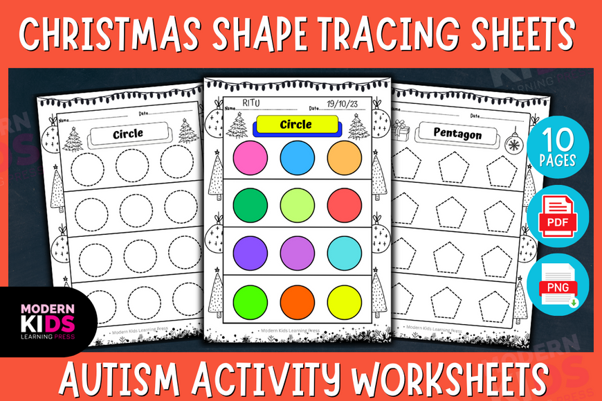 Christmas Shape Tracing Activity Sheets