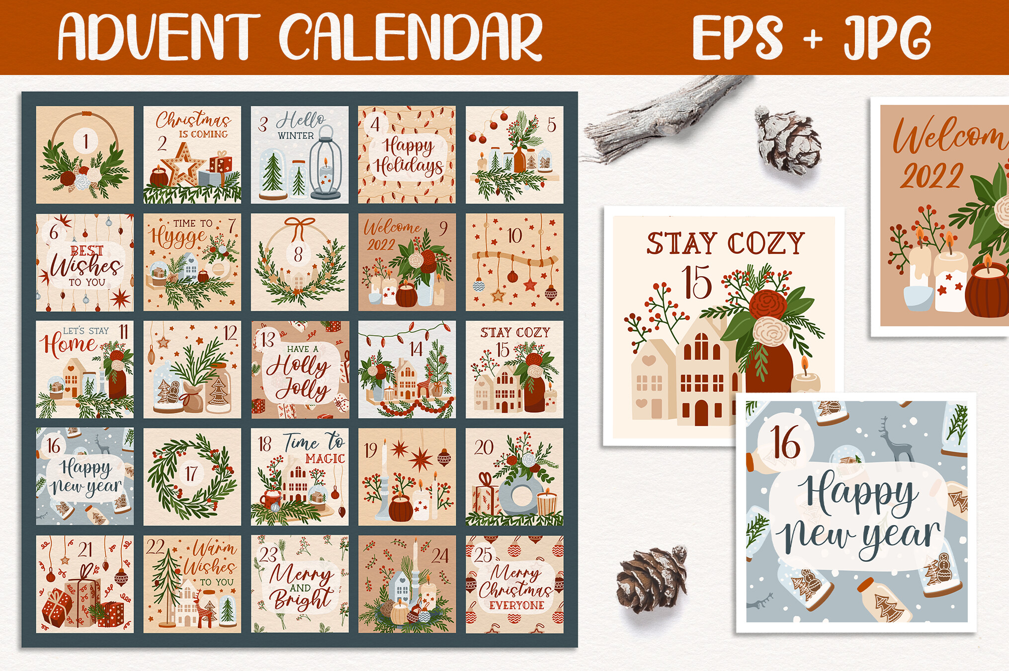Christmas Advent Calendar Print Template
