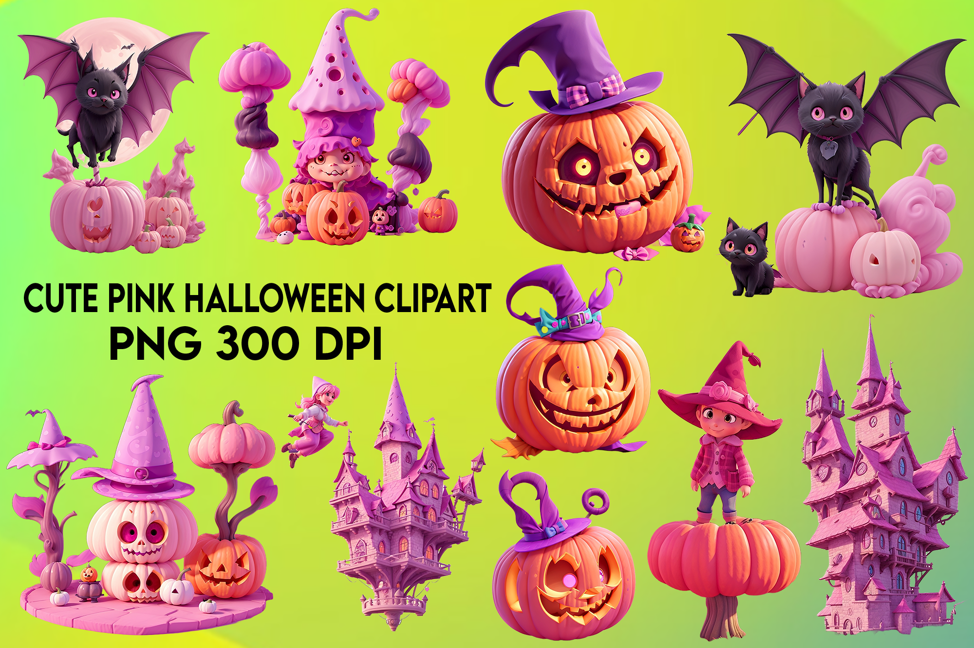 Cute Pink Halloween Sublimation Clipart Graphic by Artneticy Fly ...
