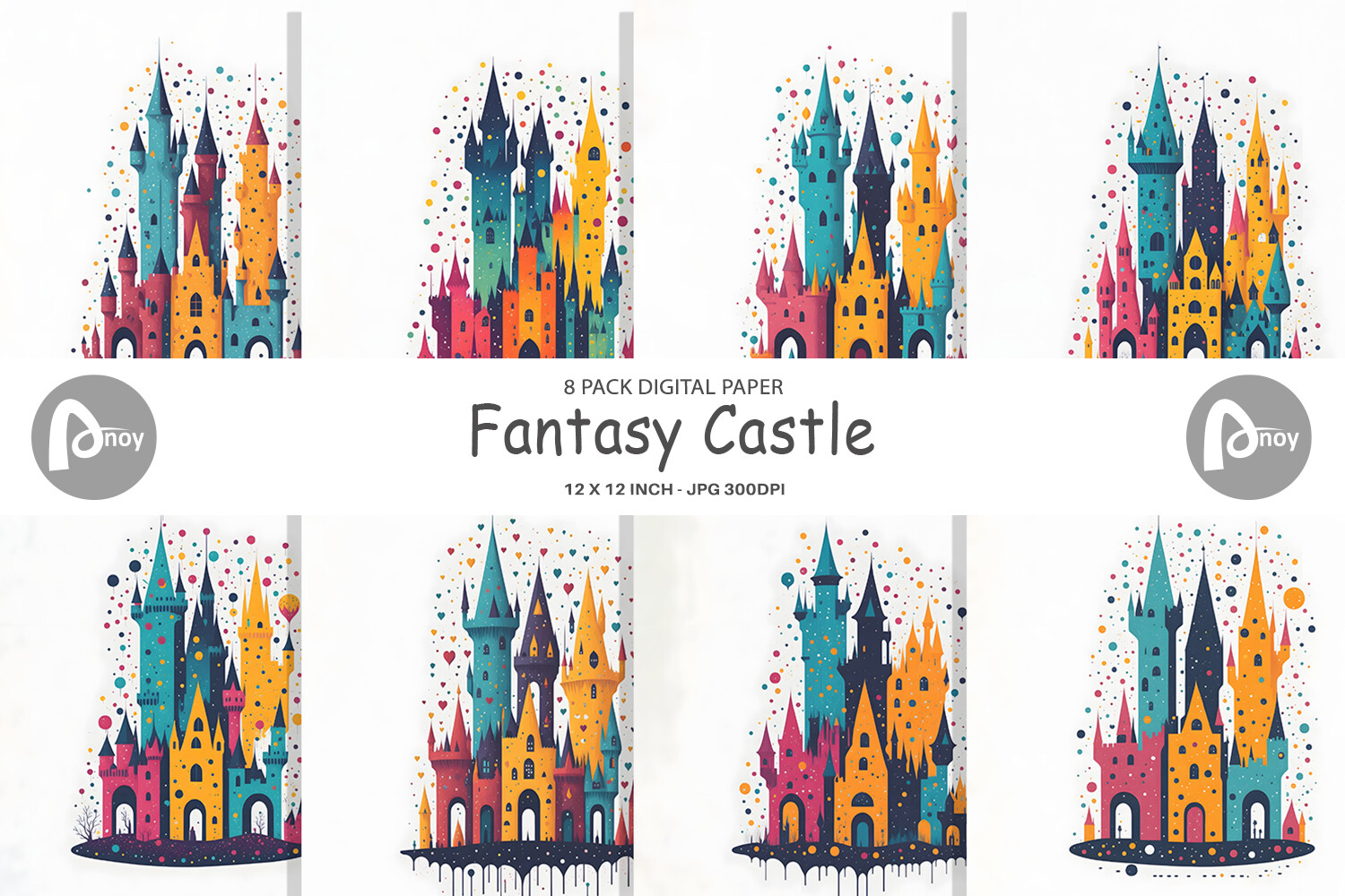 Digital Paper Fantasy Castle Graphic by Artnoy · Creative Fabrica