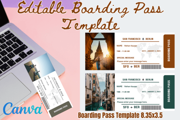 Editable Boarding Pass Canva Templates