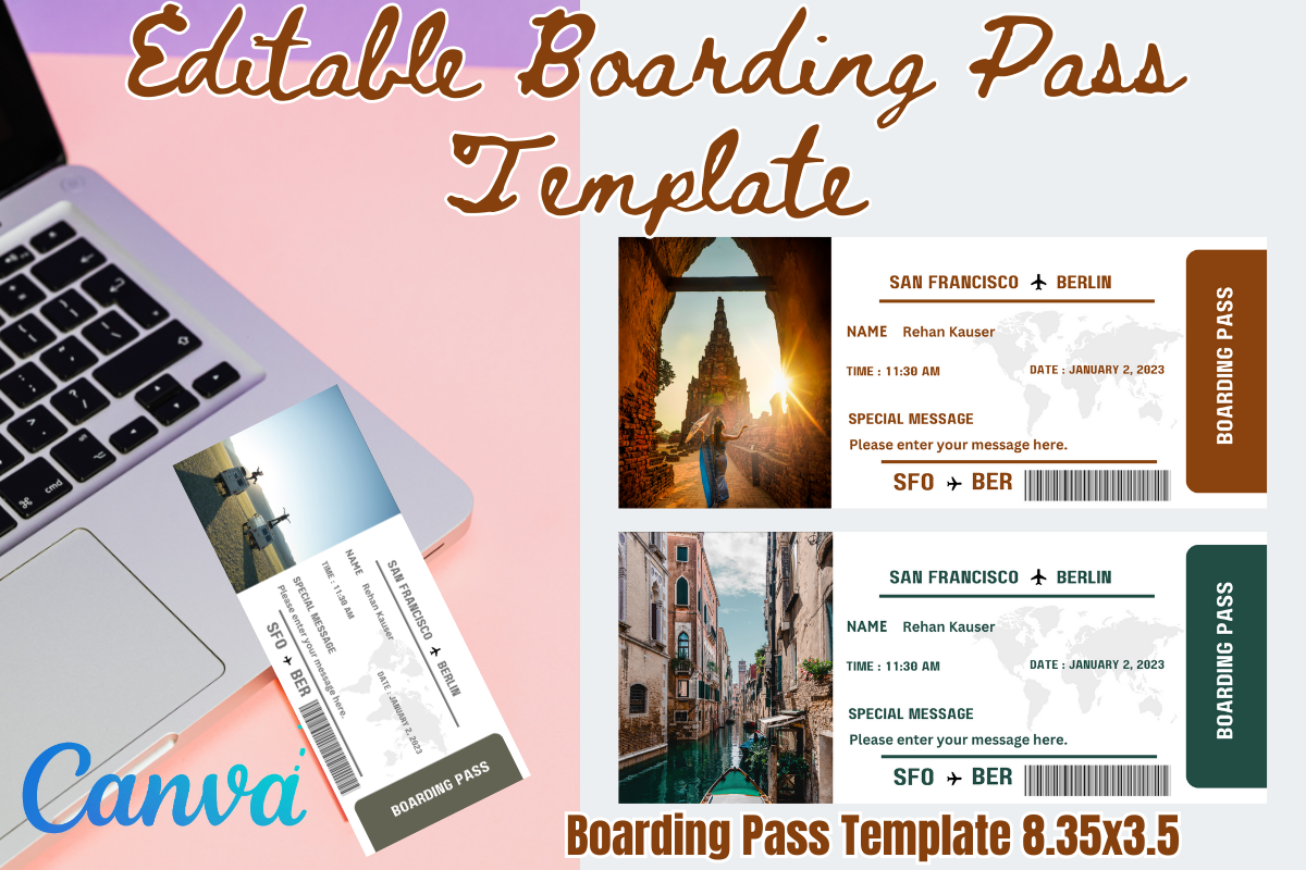 Editable Boarding Pass Canva Templates