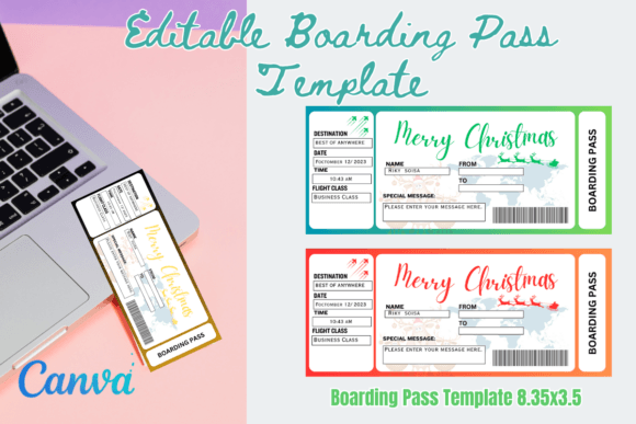 Editable Boarding Pass Canva Templates
