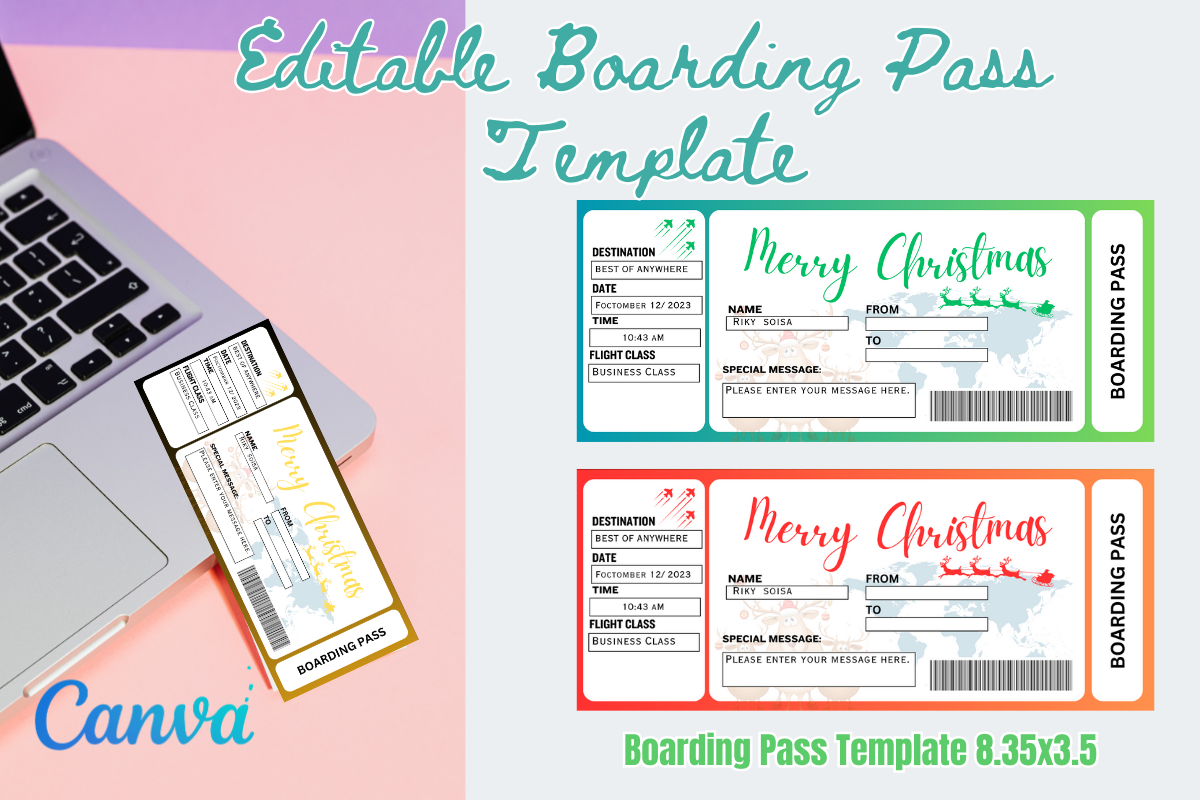 Editable Boarding Pass Canva Templates