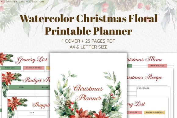 Printable Christmas Watercolor Planner