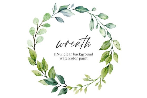 Watercolor Leaves Wreath, Floral Clipart