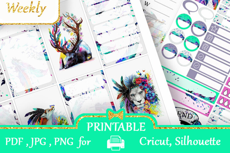 Weekly MAMBI Planner Stickers Boho Style Graphic by Mama Lama design ...
