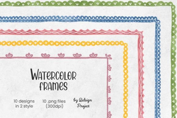 Watercolor Frames, Hand Drawn Border